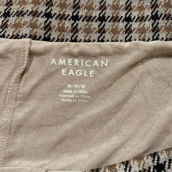 American Eagle Brown Plaid Pleated Mini Skirt Women’s Medium - Picture 3 of 7